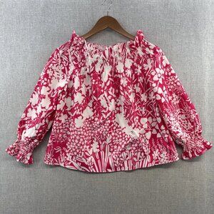 Tuckernuck Blouse Top Womens XS Pink Floral Off Shoulder Puff Sleeve Boho Casual